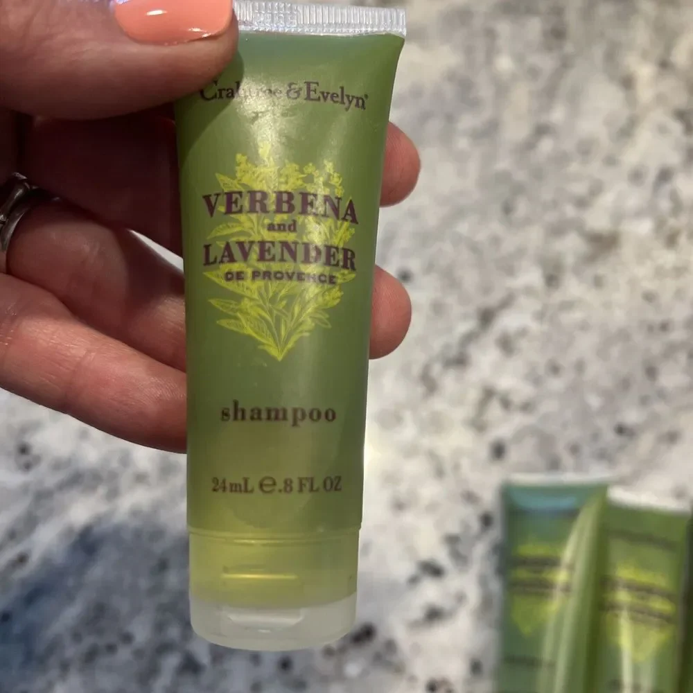 Crabtree and Evelyn verbena and lavender Shampoo Set Of 6 Bottles.    .8 Oz Each
